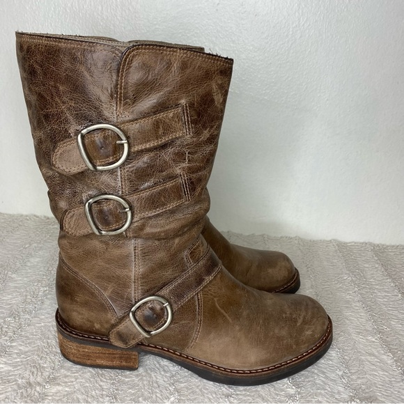 COPY - Matisse Harley Brown Tan Leather Moto Buckle Boots Mid Calf Women’s 8M - Picture 7 of 14